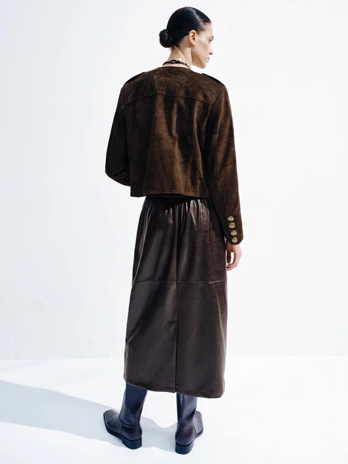 Faux Leather Pull On Midi Skirts sold by Urban Revivo product image thumbnail 4