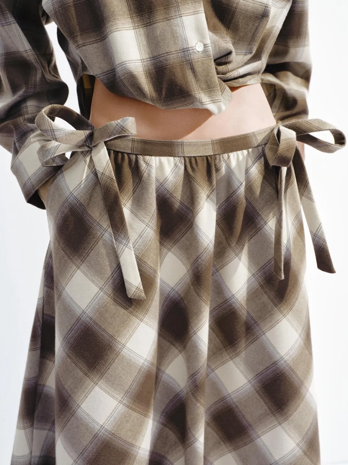 String Detail Check Midi Skirts sold by Urban Revivo product image thumbnail 5