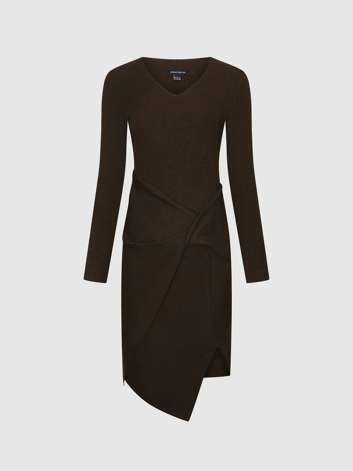 Knot Front Slim Fit Long Sleeve Midi Dresses sold by Urban Revivo