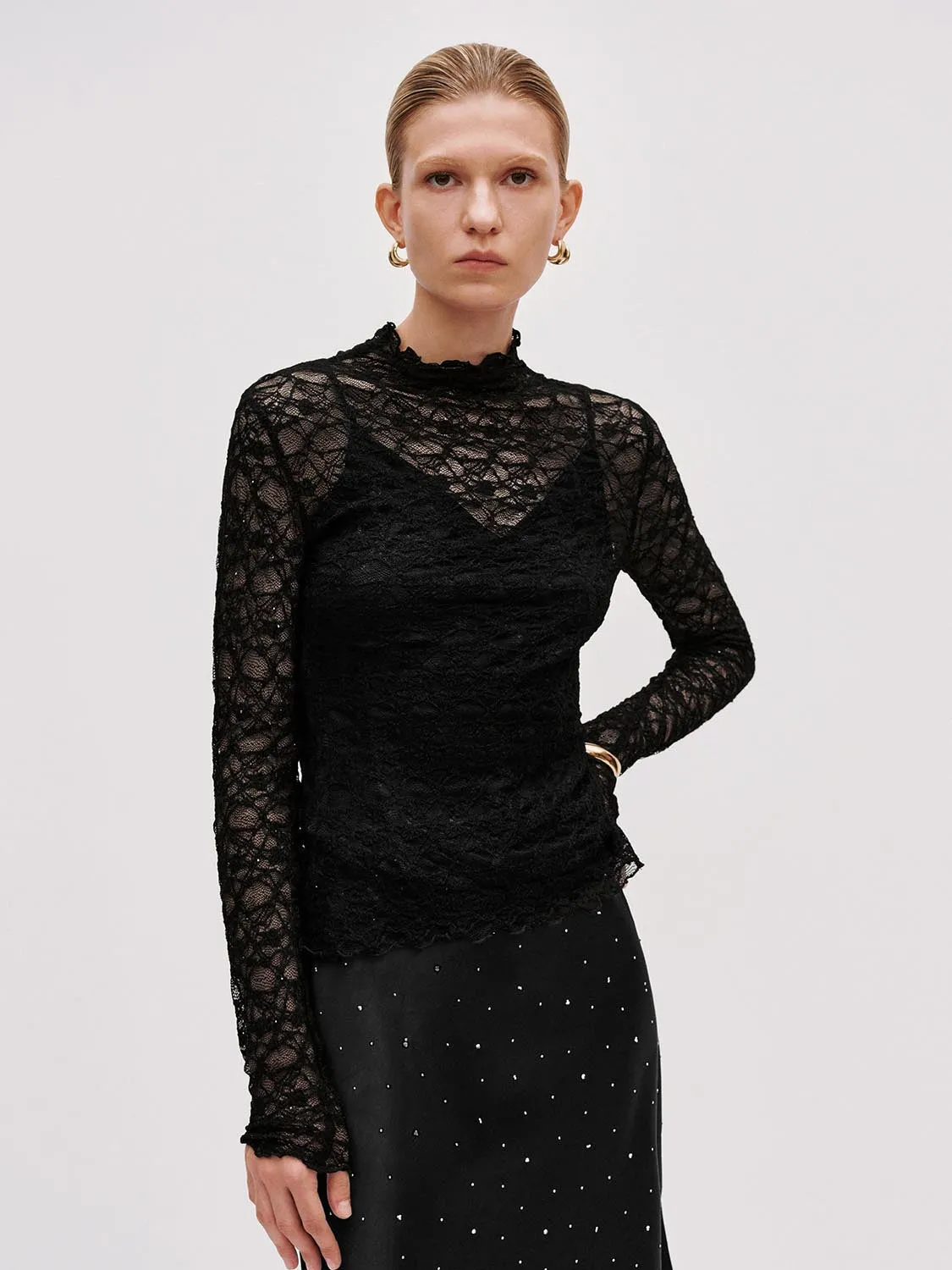 Skinny Lace Long Sleeve T-Shirts sold by Urban Revivo