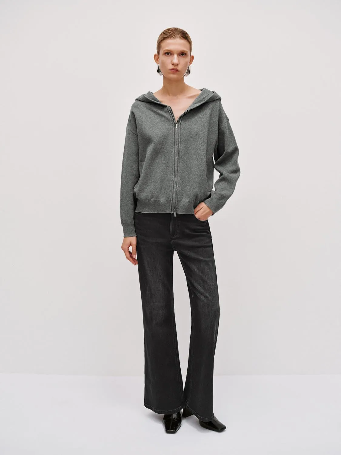 Hooded Zip Up Knitted Cardigans sold by Urban Revivo product image thumbnail 4