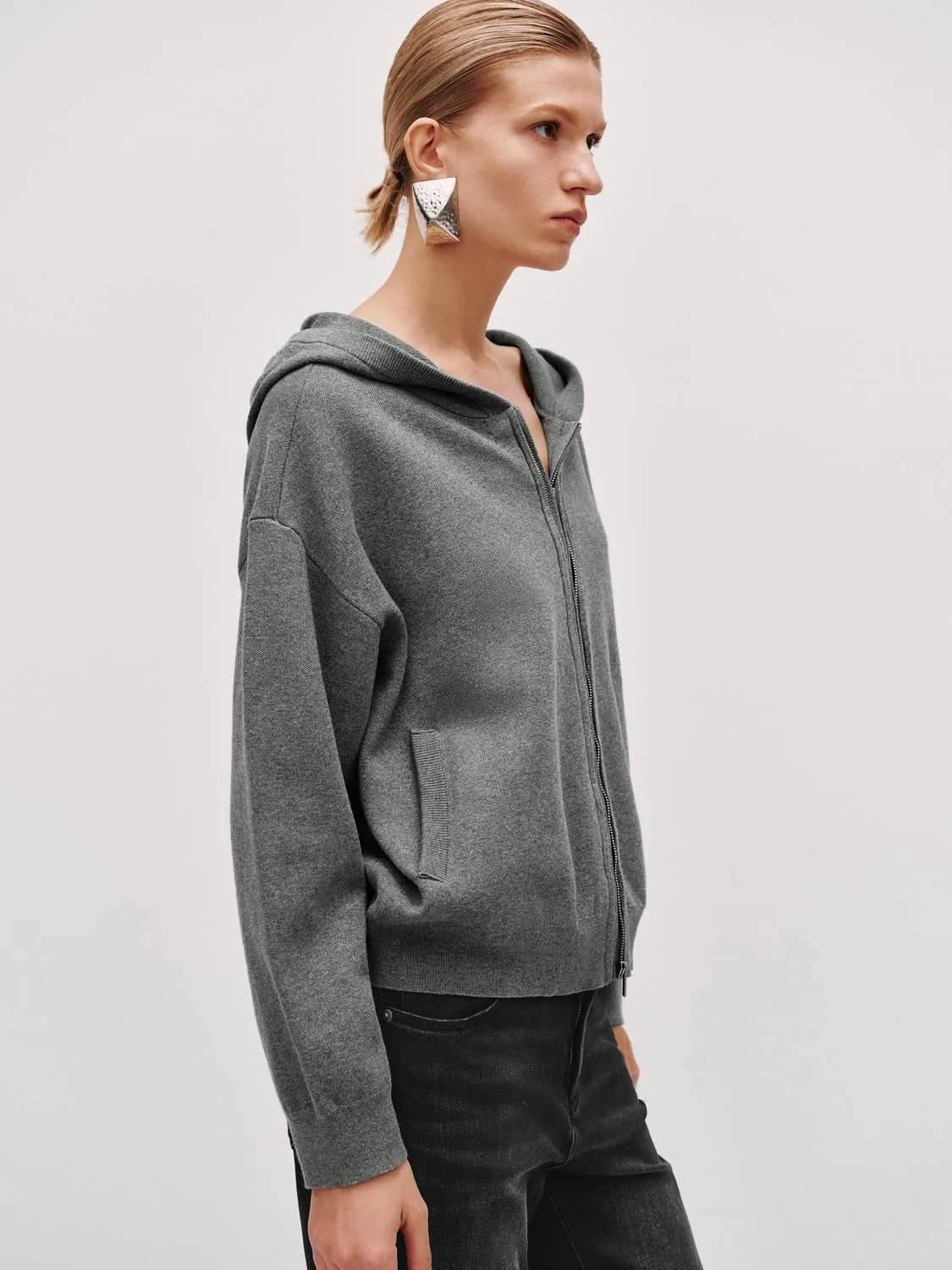 Hooded Zip Up Knitted Cardigans sold by Urban Revivo product image thumbnail 2
