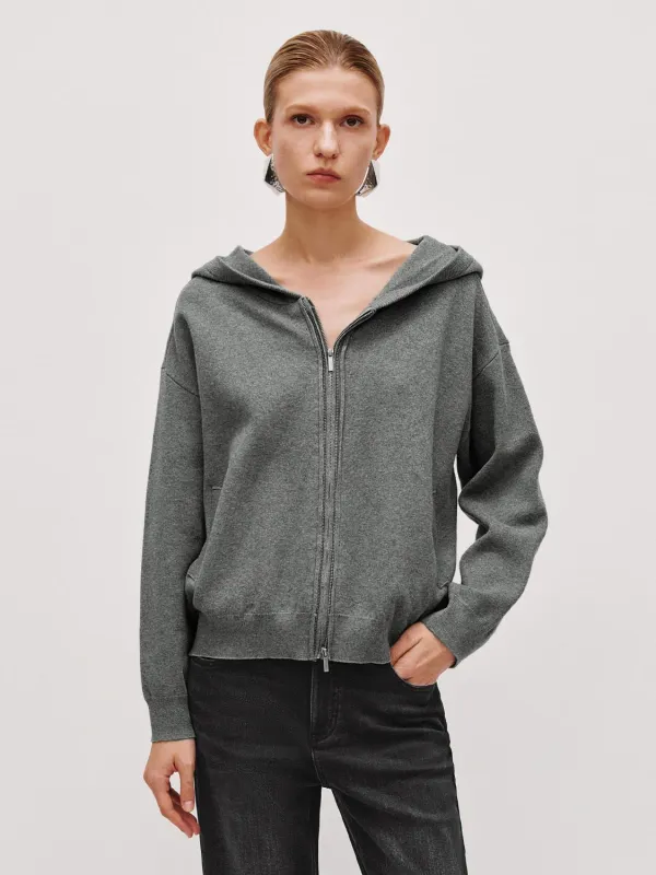 Hooded Zip Up Knitted Cardigans sold by Urban Revivo