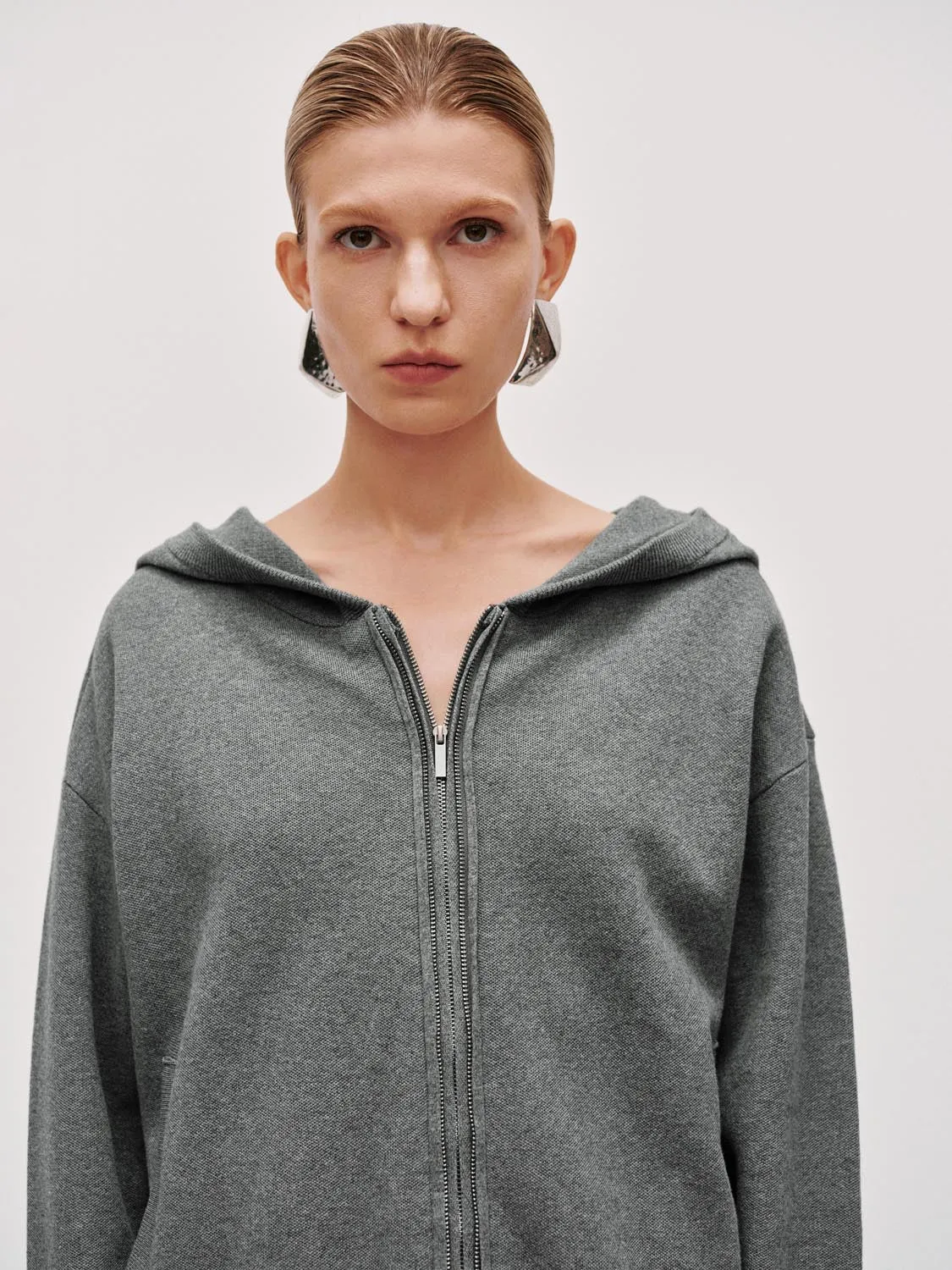 Hooded Zip Up Knitted Cardigans sold by Urban Revivo product image thumbnail 3