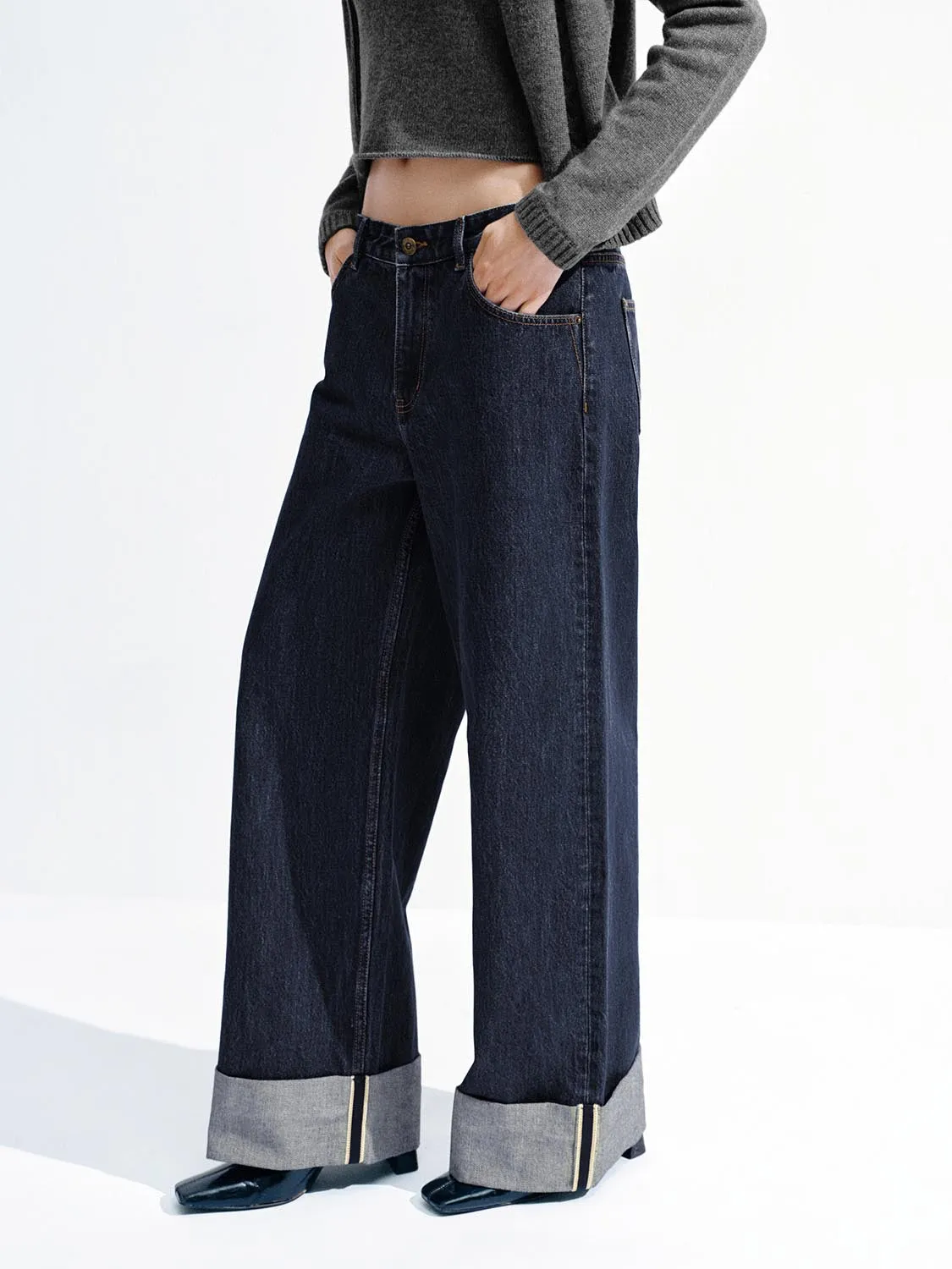 Cuffed Wide Leg Jeans sold by Urban Revivo product image thumbnail 3