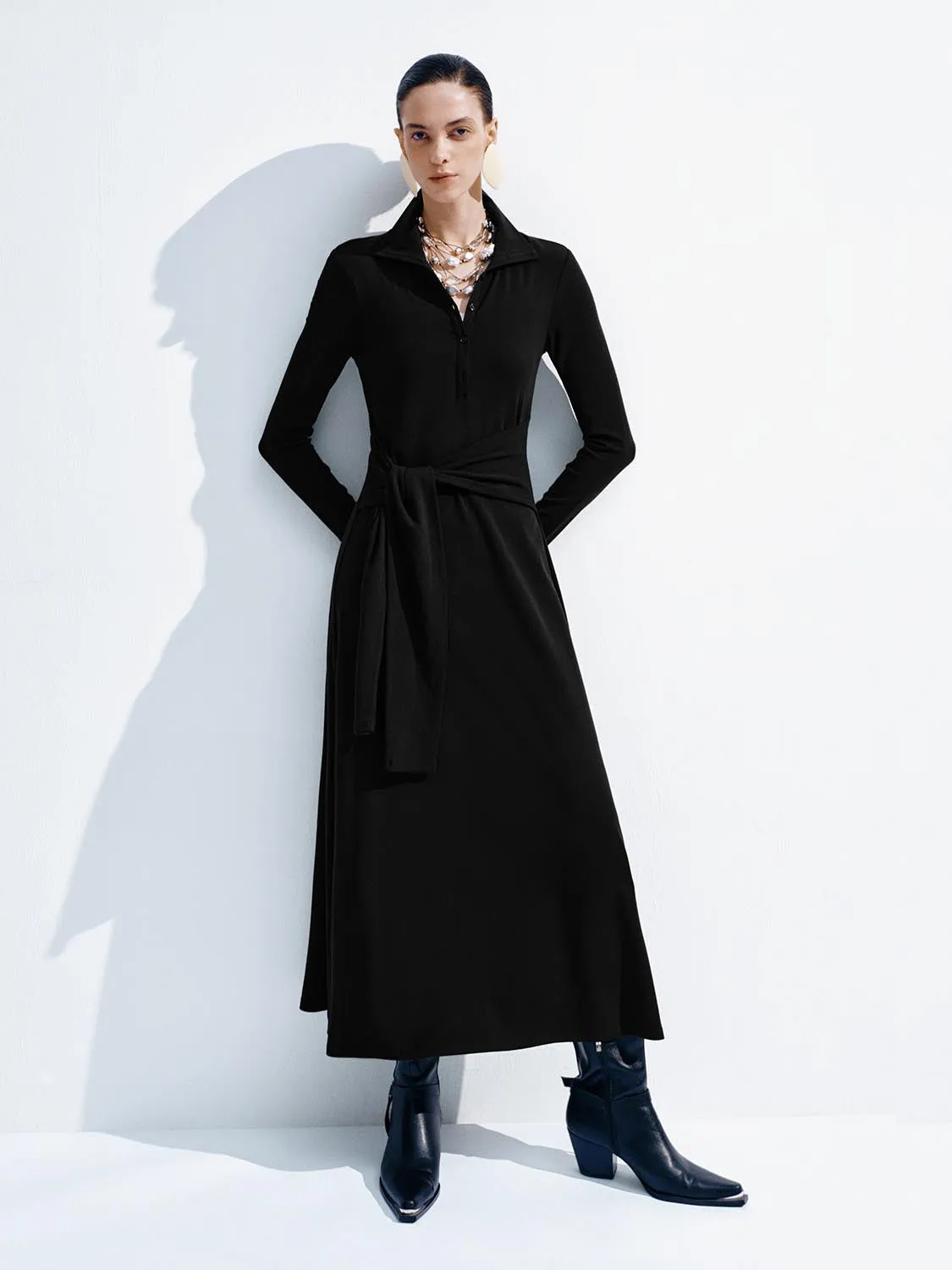 Henley Neck Long Sleeve Maxi Dresses sold by Urban Revivo