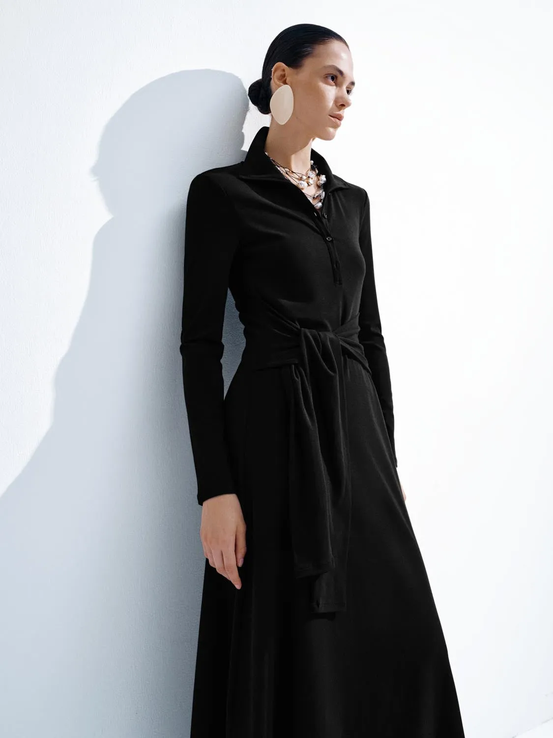 Henley Neck Long Sleeve Maxi Dresses sold by Urban Revivo product image thumbnail 2