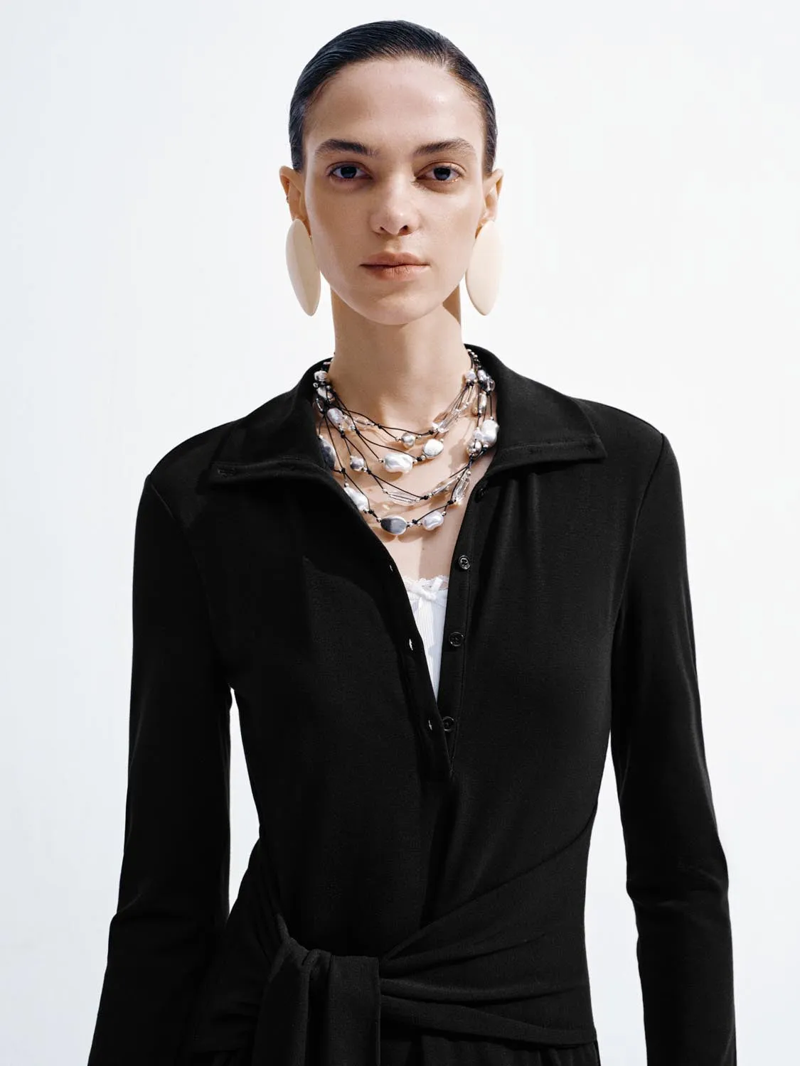Henley Neck Long Sleeve Maxi Dresses sold by Urban Revivo product image thumbnail 3