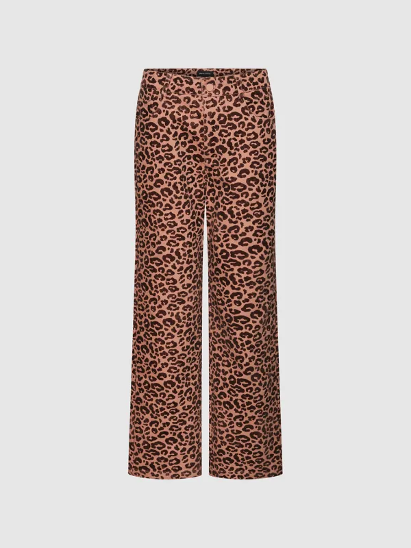 Leopard Print Straight Leg Pants sold by Urban Revivo