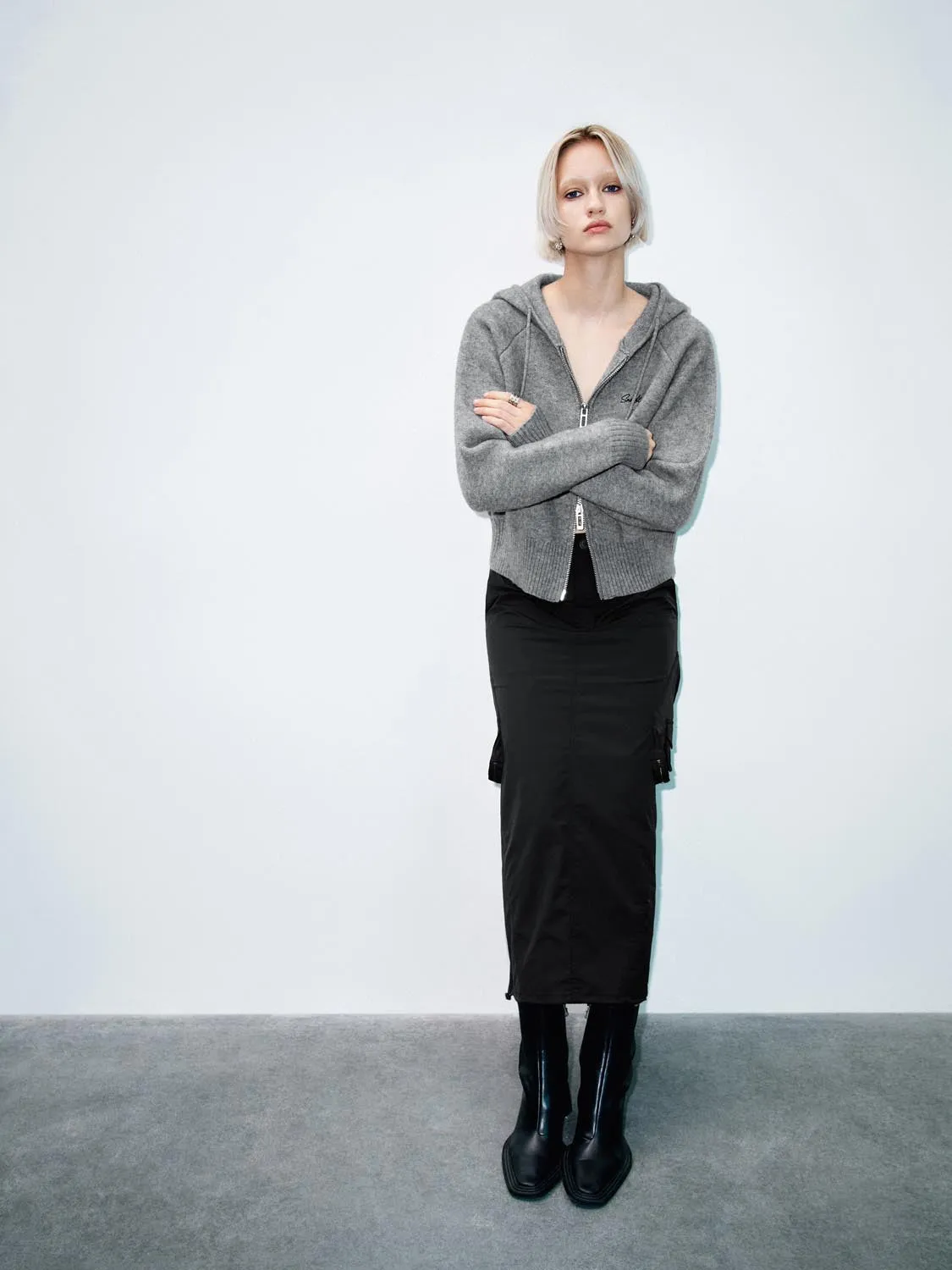 Hooded Zip Up Knitted Cardigans sold by Urban Revivo product image thumbnail 5