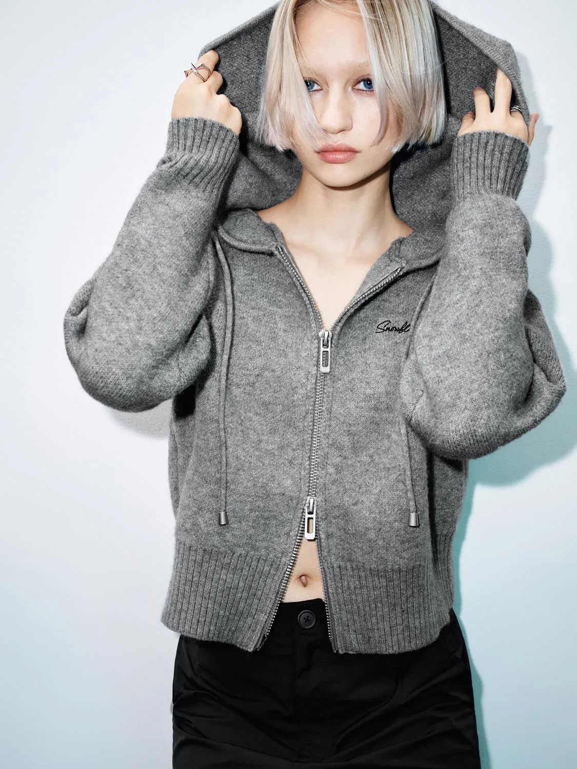 Hooded Zip Up Knitted Cardigans sold by Urban Revivo product image thumbnail 3