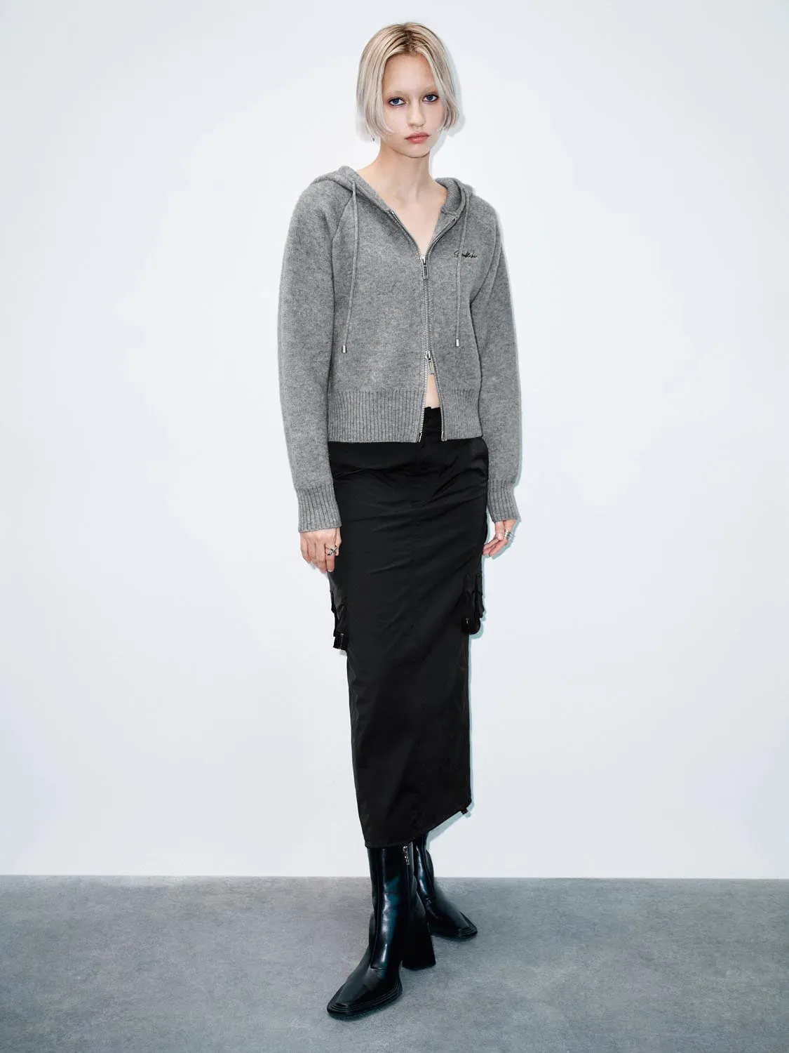 Hooded Zip Up Knitted Cardigans sold by Urban Revivo product image thumbnail 4