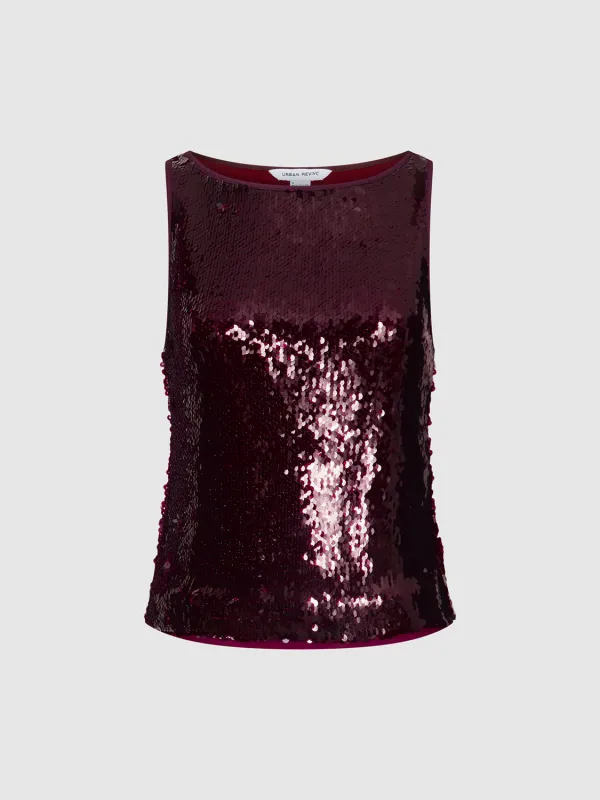 Sequin Sleeveless Tank Top sold by Urban Revivo