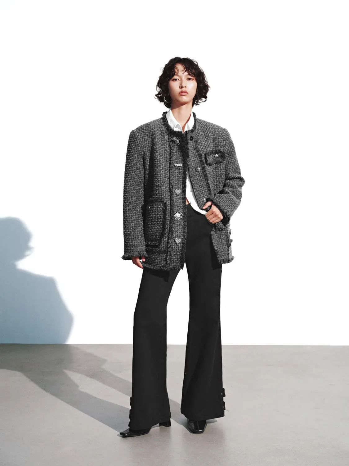 Metal Button Patch Pockets Tweed Wool Blend Jackets sold by Urban Revivo product image thumbnail 5
