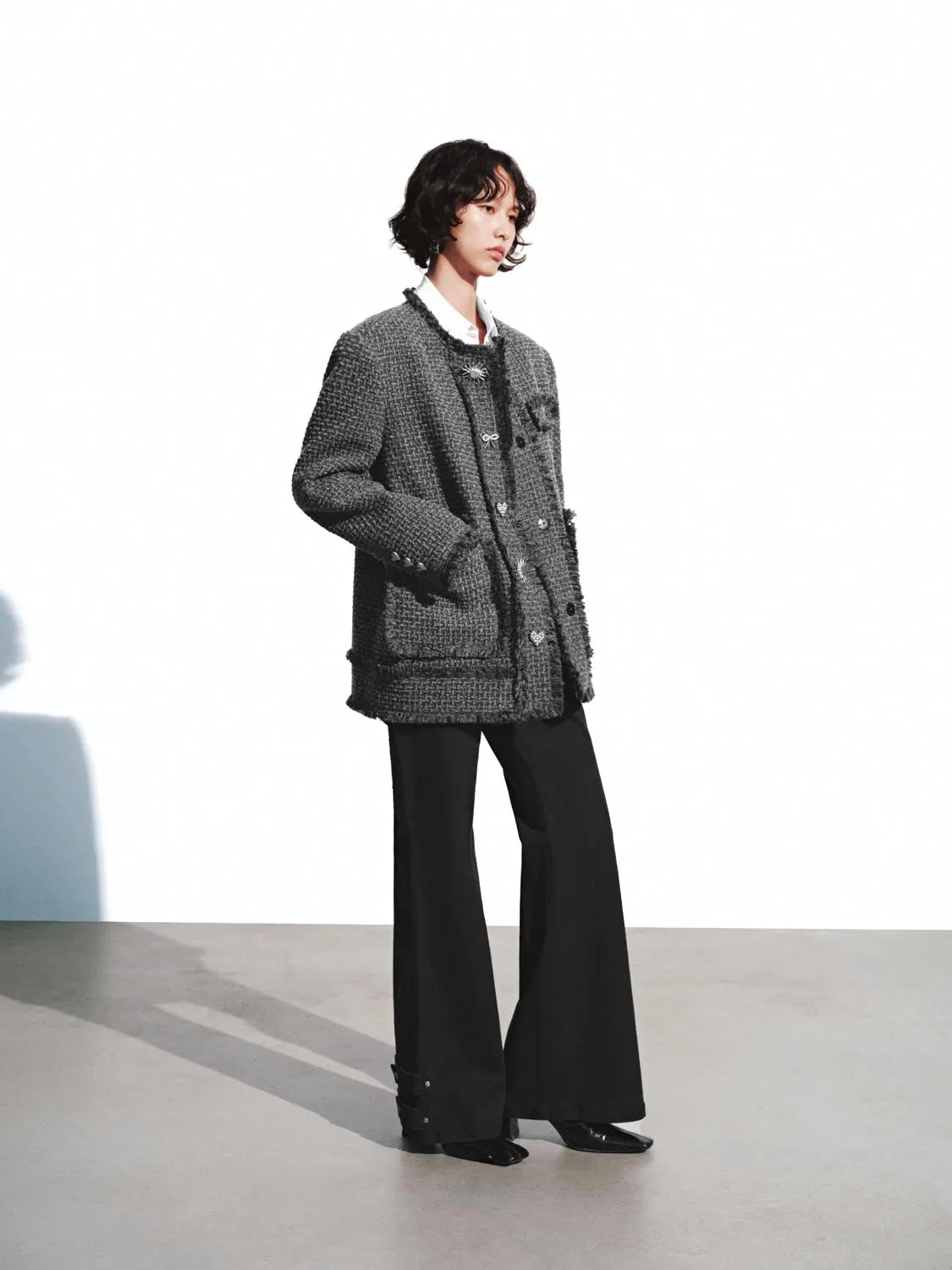 Metal Button Patch Pockets Tweed Wool Blend Jackets sold by Urban Revivo product image thumbnail 4