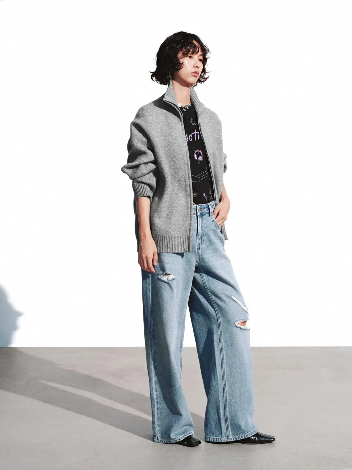 Funnel Neck Full Zip Knitted Cardigans sold by Urban Revivo product image thumbnail 4