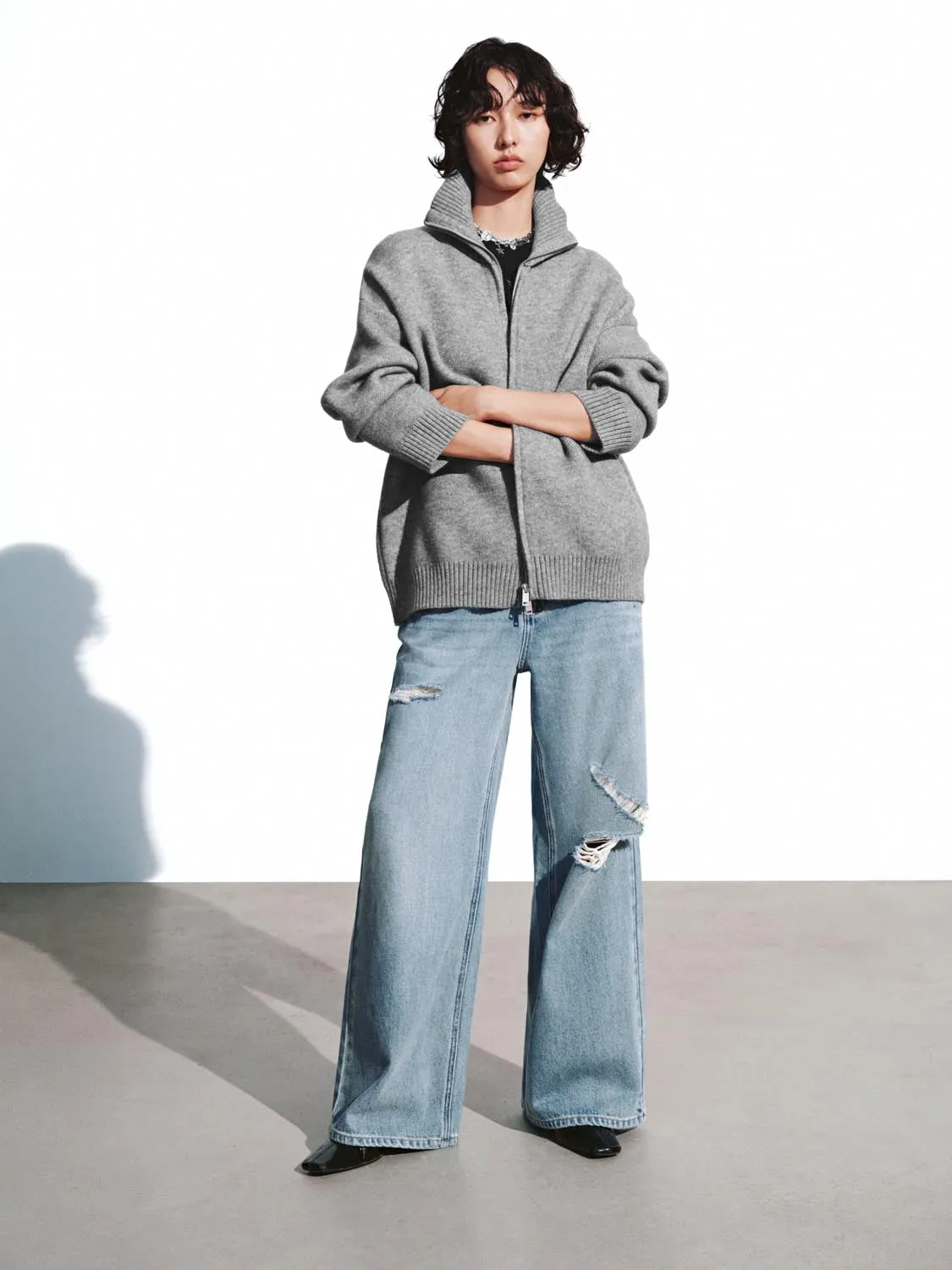 Funnel Neck Full Zip Knitted Cardigans sold by Urban Revivo product image thumbnail 5
