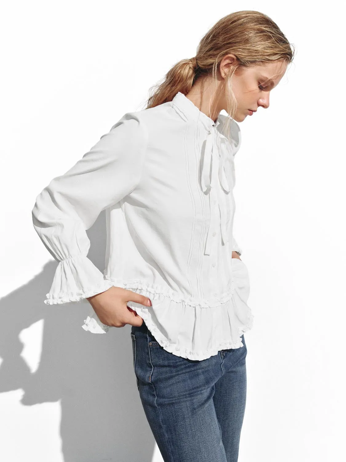 Ruffle Hem Bow Tie Shirts sold by Urban Revivo product image thumbnail 2