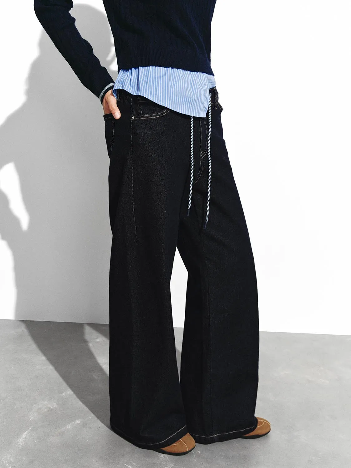 Drawstring Wide Leg Jeans sold by Urban Revivo product image thumbnail 3