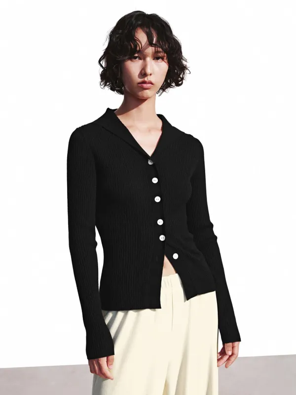 Large Collar Slim Fit Knitted Cardigans sold by Urban Revivo