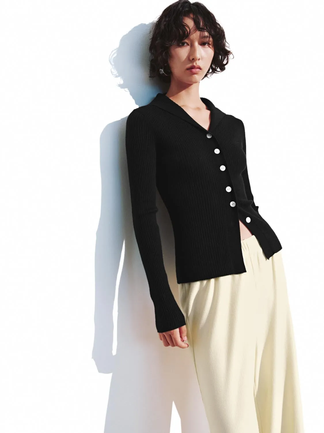 Large Collar Slim Fit Knitted Cardigans sold by Urban Revivo product image thumbnail 2