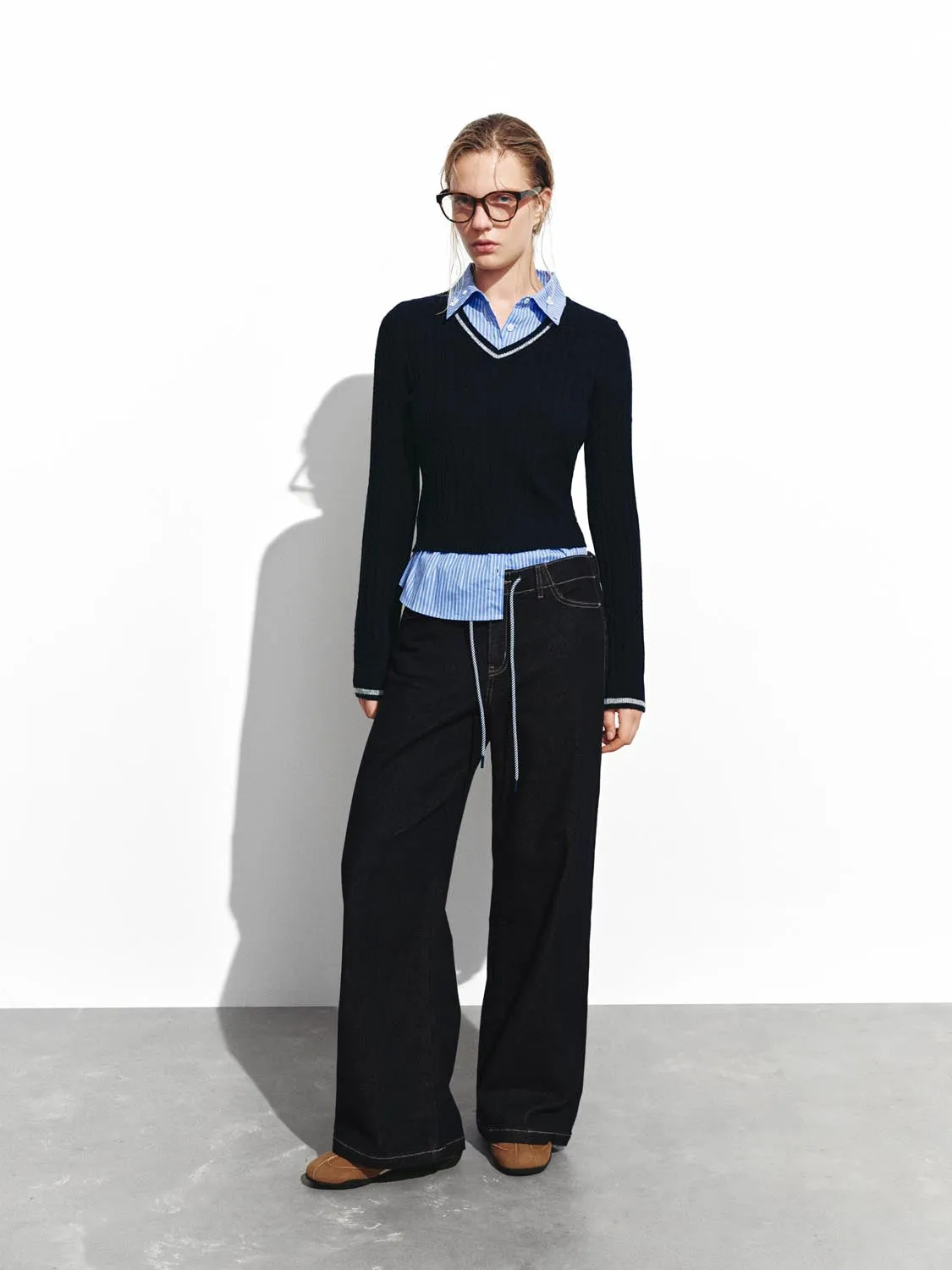 2 In 1 Long Sleeve Cable Knitted T-Shirts sold by Urban Revivo product image thumbnail 4