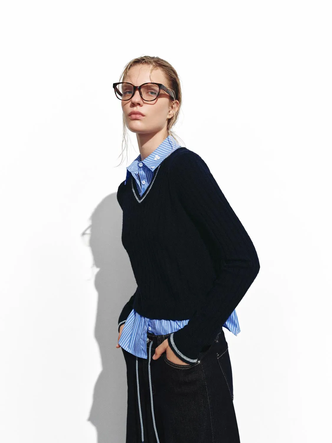 2 In 1 Long Sleeve Cable Knitted T-Shirts sold by Urban Revivo product image thumbnail 2