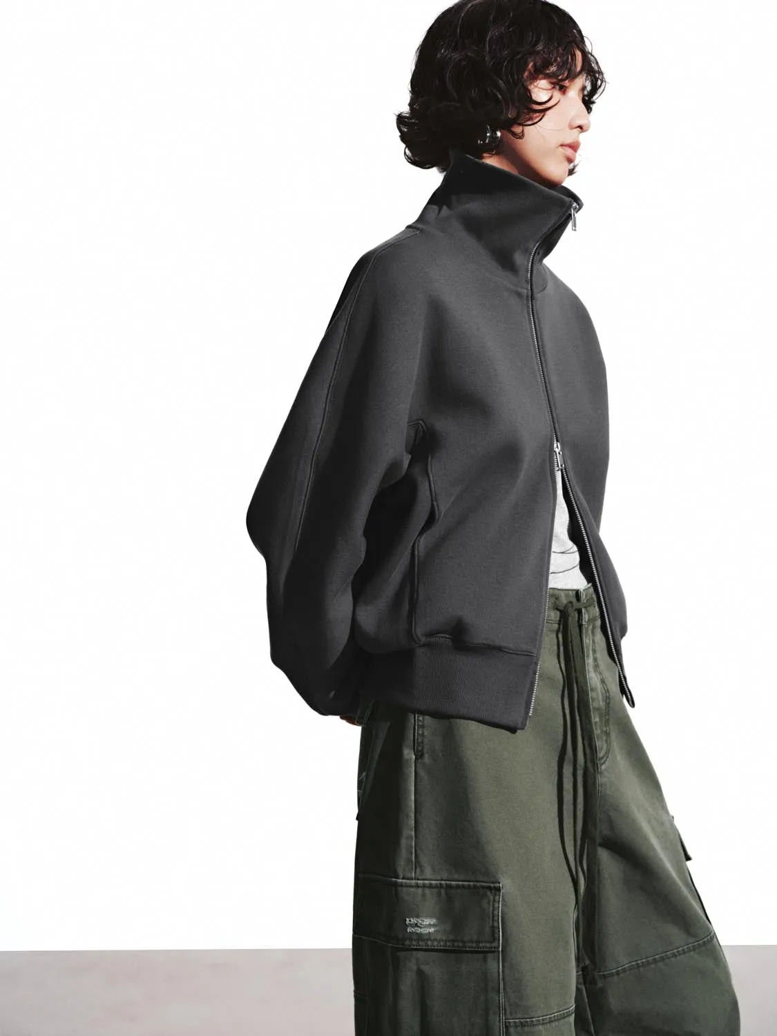 Funnel Neck Full Zip Bomber Jackets sold by Urban Revivo product image thumbnail 2