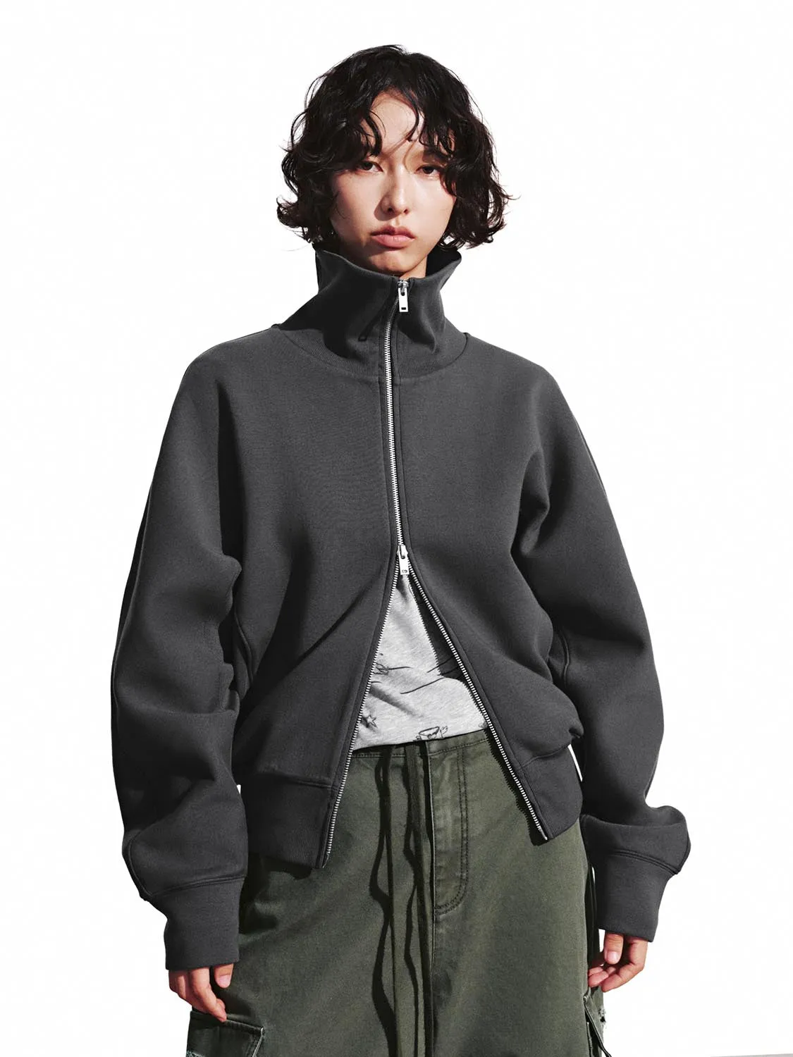 Funnel Neck Full Zip Bomber Jackets sold by Urban Revivo