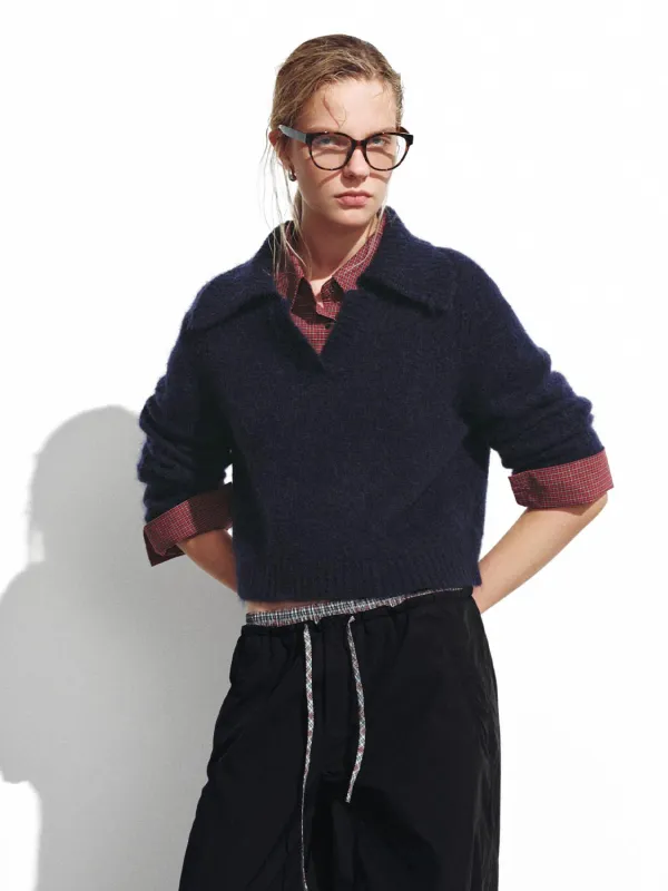 Large Collar Long Sleeve Knitted T-Shirts sold by Urban Revivo