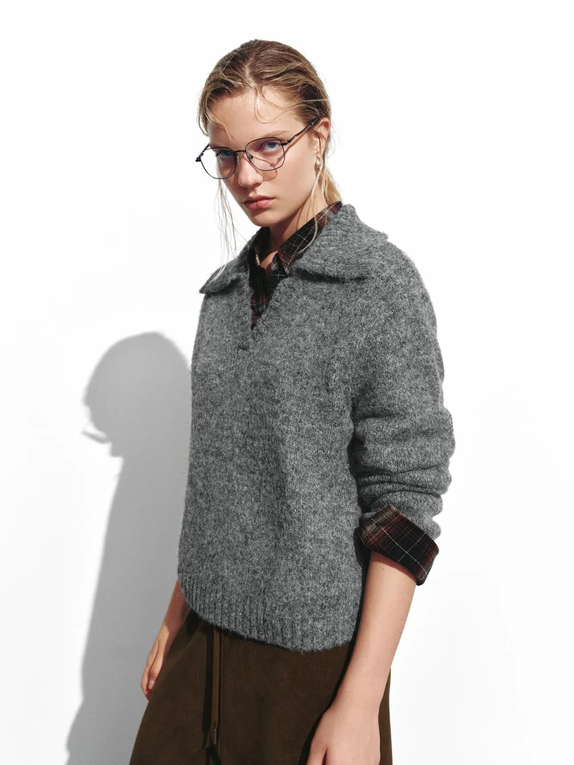 Large Collar Long Sleeve Knitted T-Shirts sold by Urban Revivo product image thumbnail 2