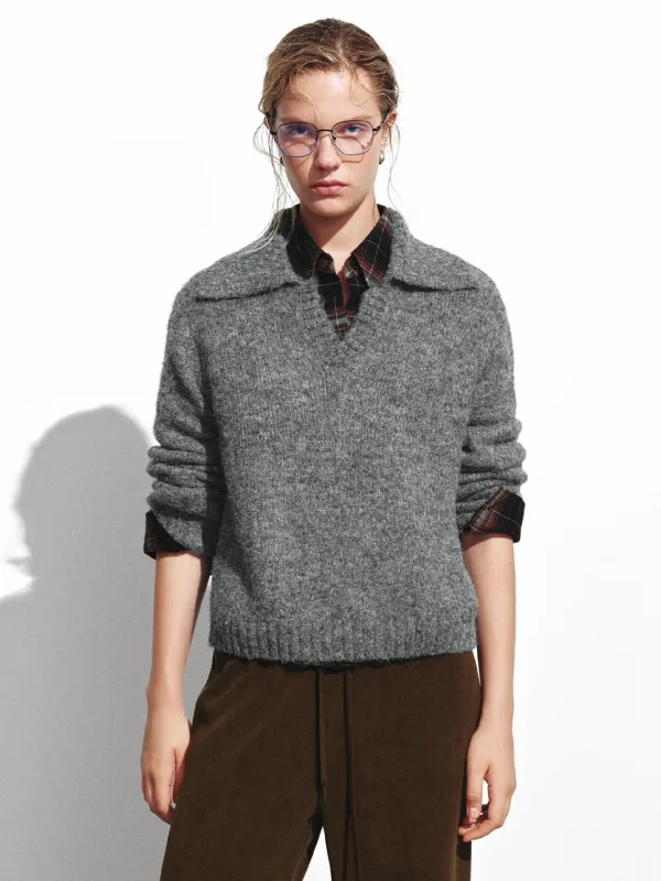 Large Collar Long Sleeve Knitted T-Shirts sold by Urban Revivo