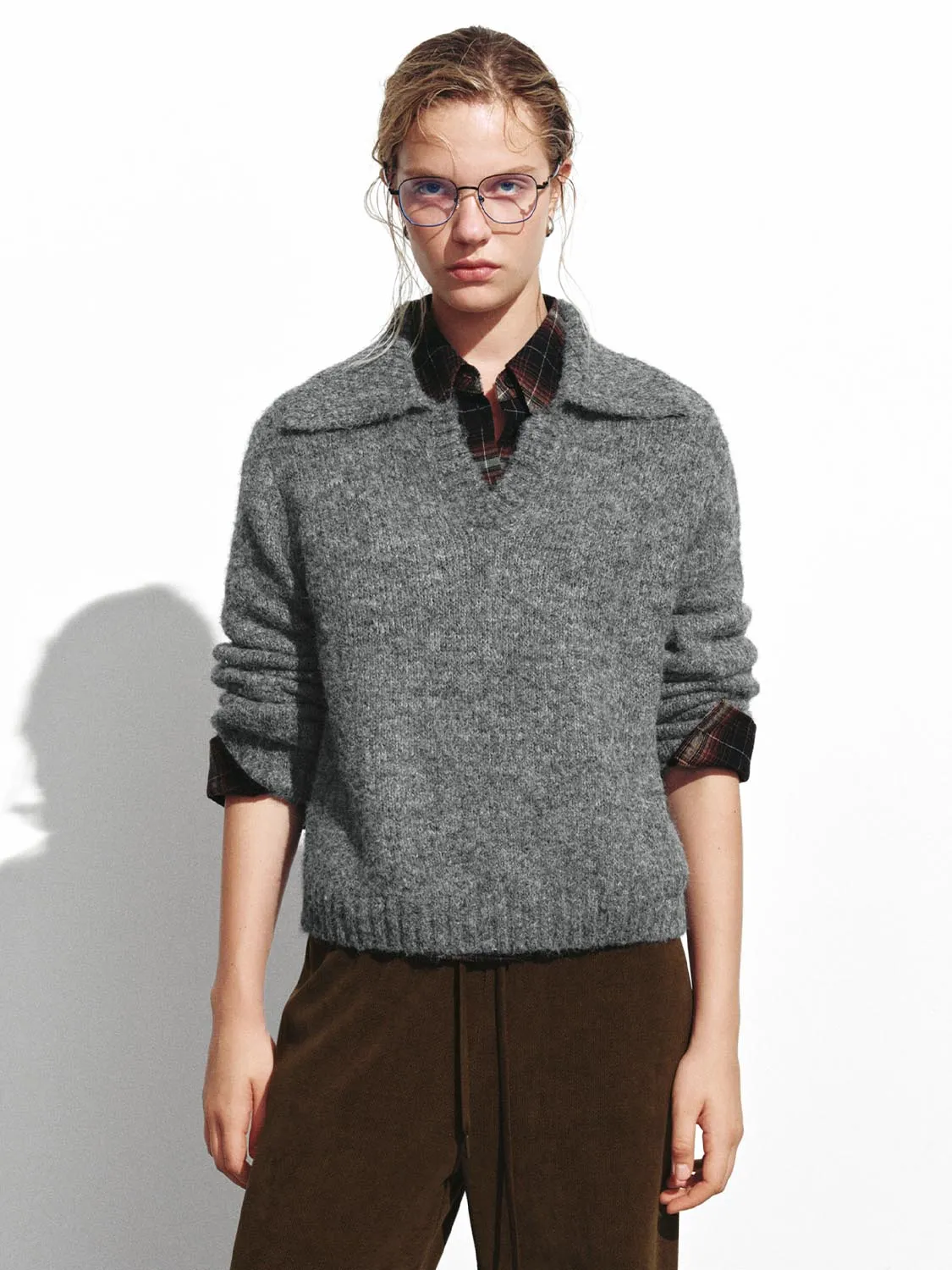 Large Collar Long Sleeve Knitted T-Shirts sold by Urban Revivo