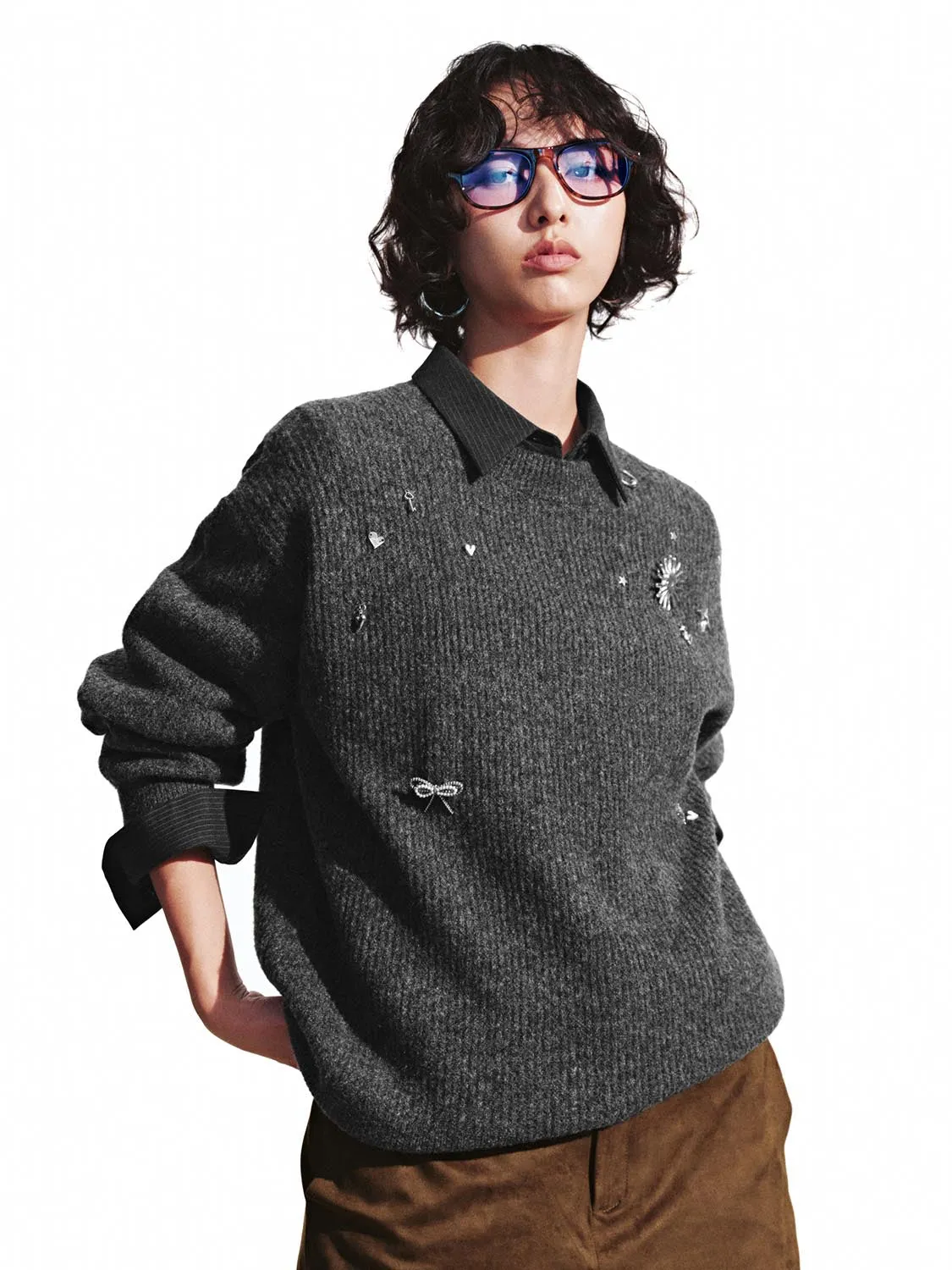 Embellished Long Sleeve Knitted T-Shirts sold by Urban Revivo