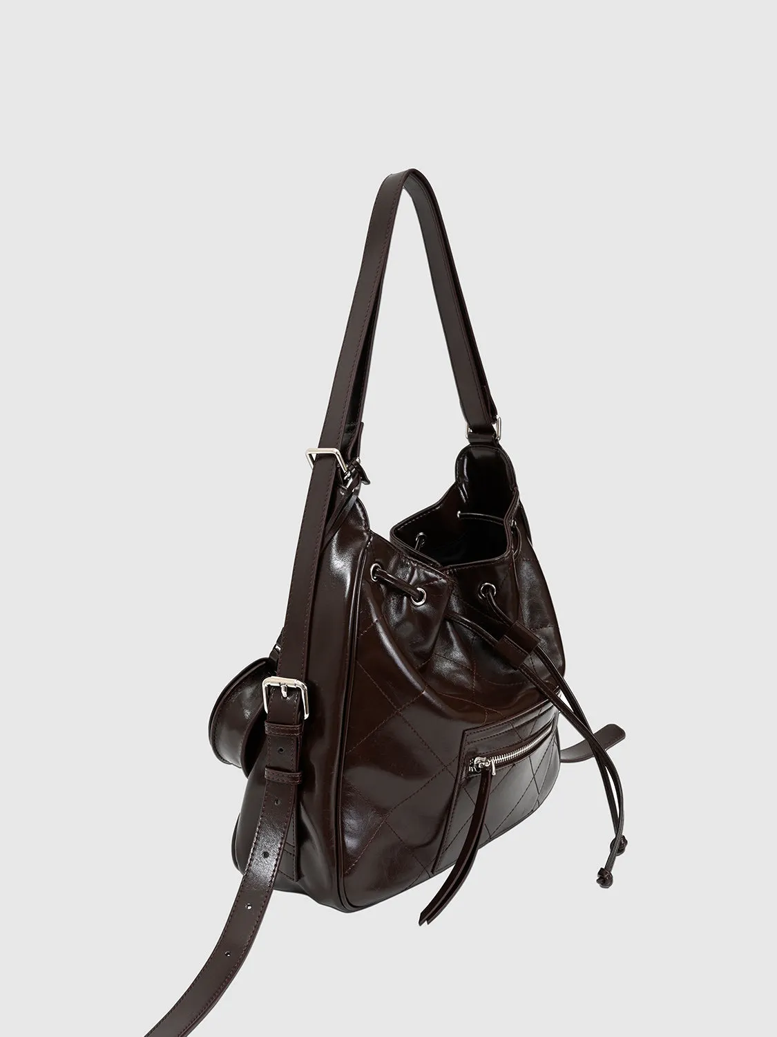 Drawstring Faux Leather Crossbody Shoulder Bags sold by Urban Revivo product image thumbnail 3