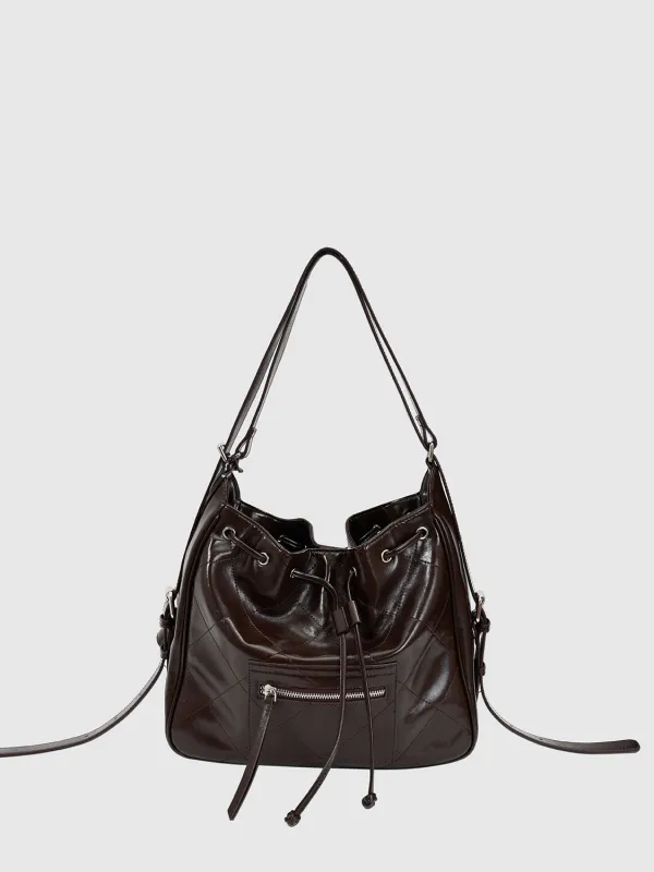 Drawstring Faux Leather Crossbody Shoulder Bags sold by Urban Revivo