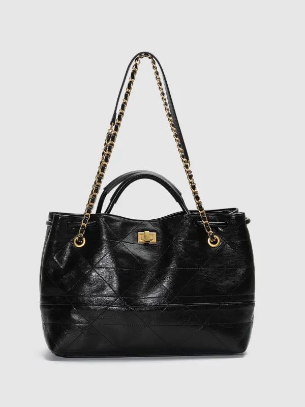 Faux Leather Oversize Handle Shoulder Bags sold by Urban Revivo