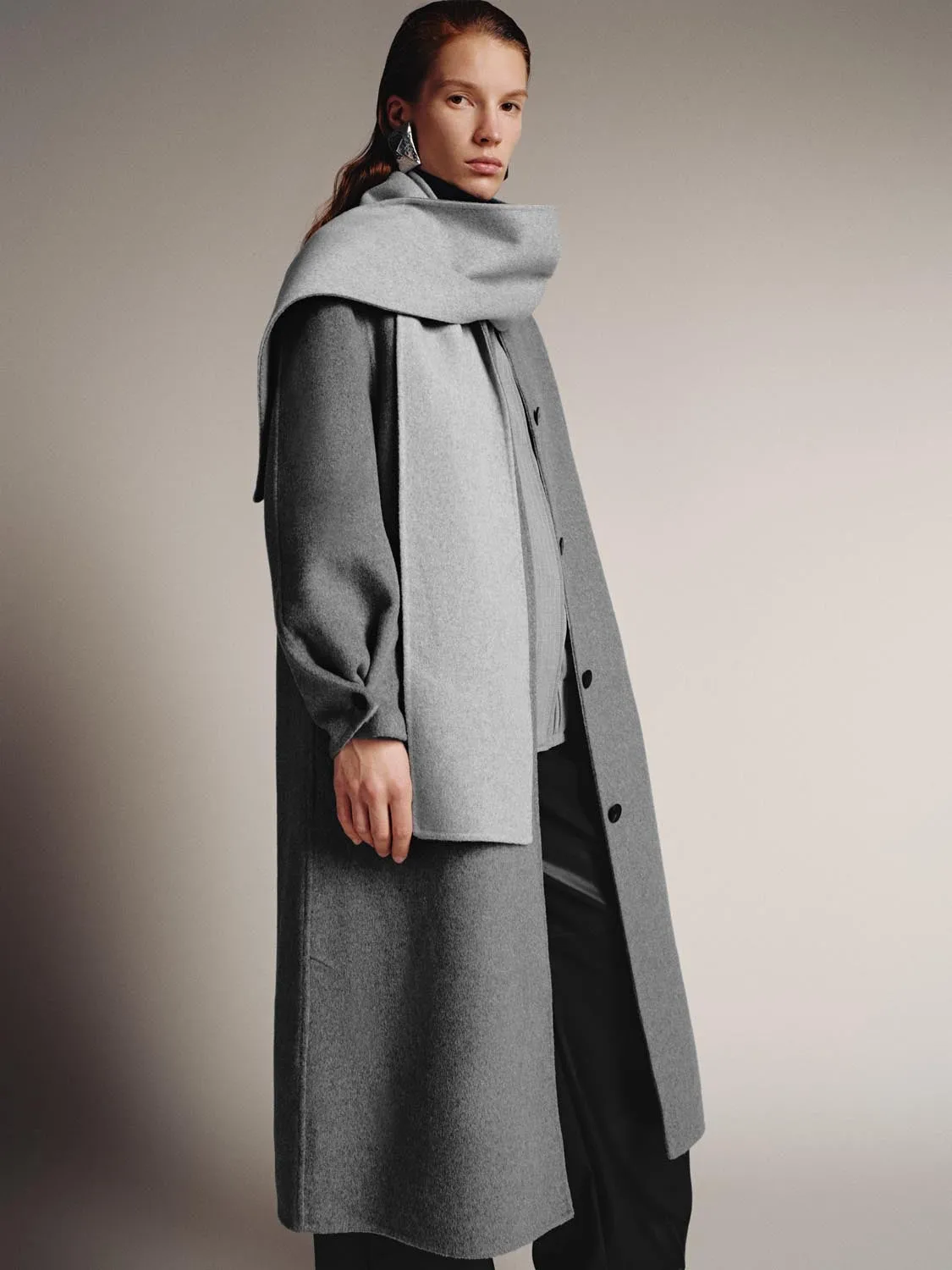 Wool Blend Oversize Scarf Trench Coats sold by Urban Revivo product image thumbnail 2