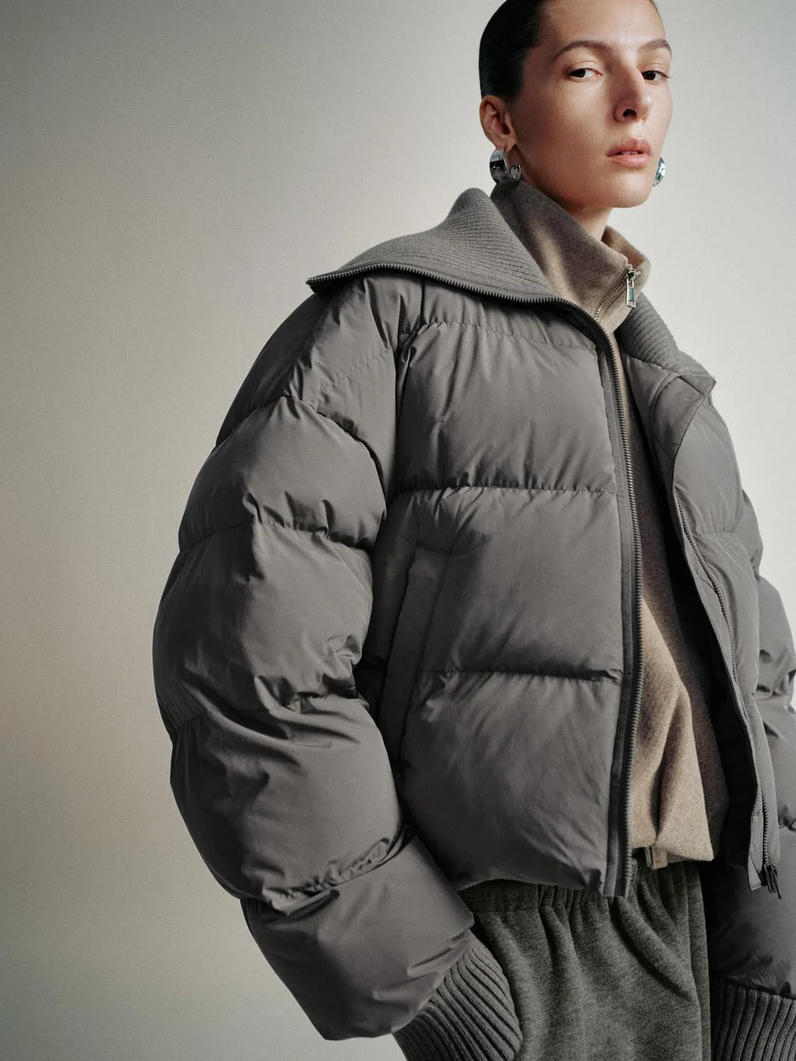 Cropped Large Collar Padded Jackets sold by Urban Revivo product image thumbnail 2
