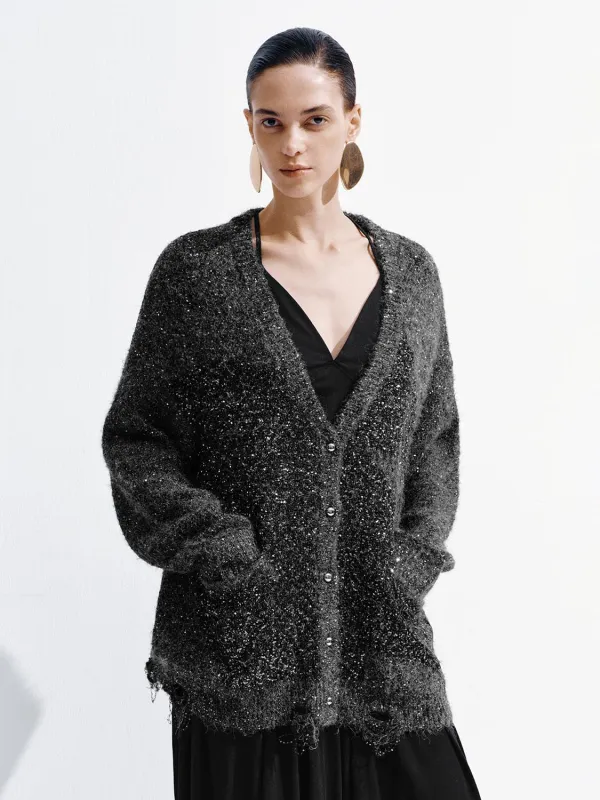 Oversize V-Neck Knitted Cardigans sold by Urban Revivo