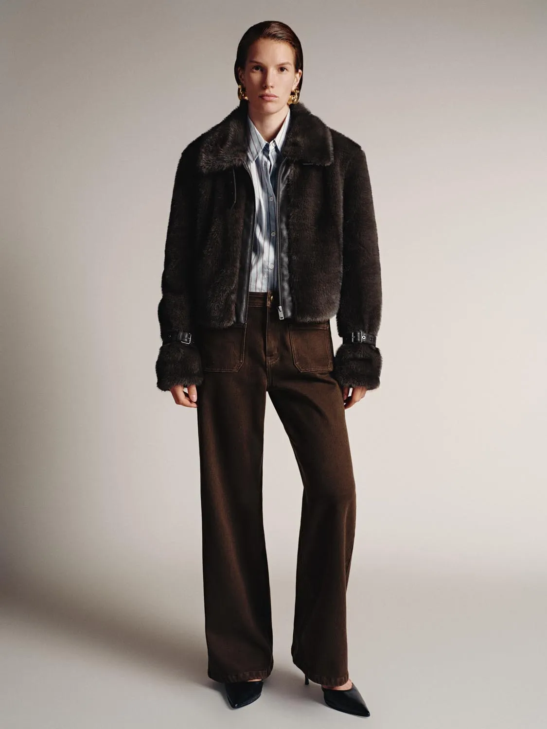 Faux Fur Buckle Detail Jackets sold by Urban Revivo product image thumbnail 4