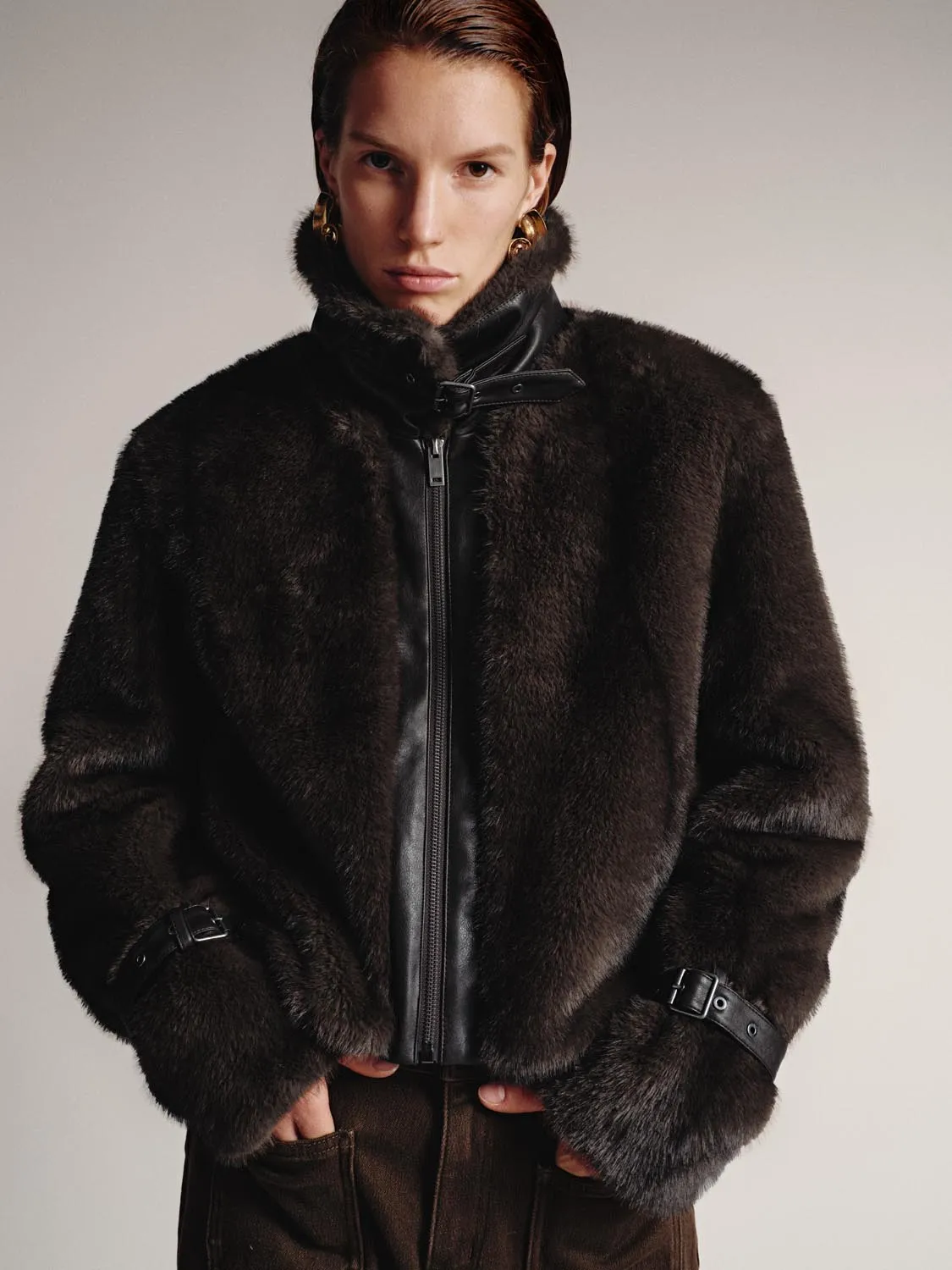 Faux Fur Buckle Detail Jackets sold by Urban Revivo product image thumbnail 2