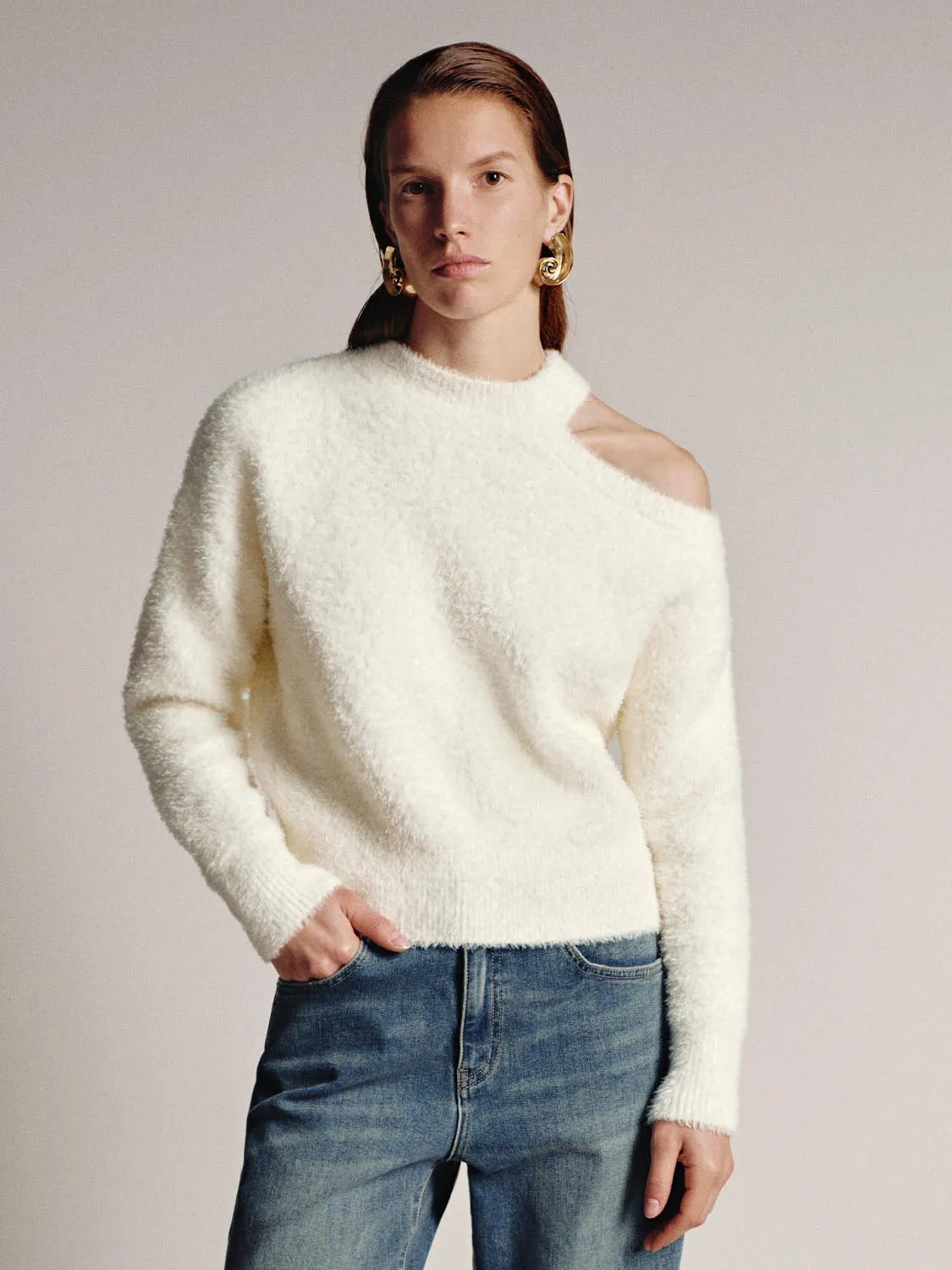 Cut Out One Shoulder Knitted T-Shirts sold by Urban Revivo