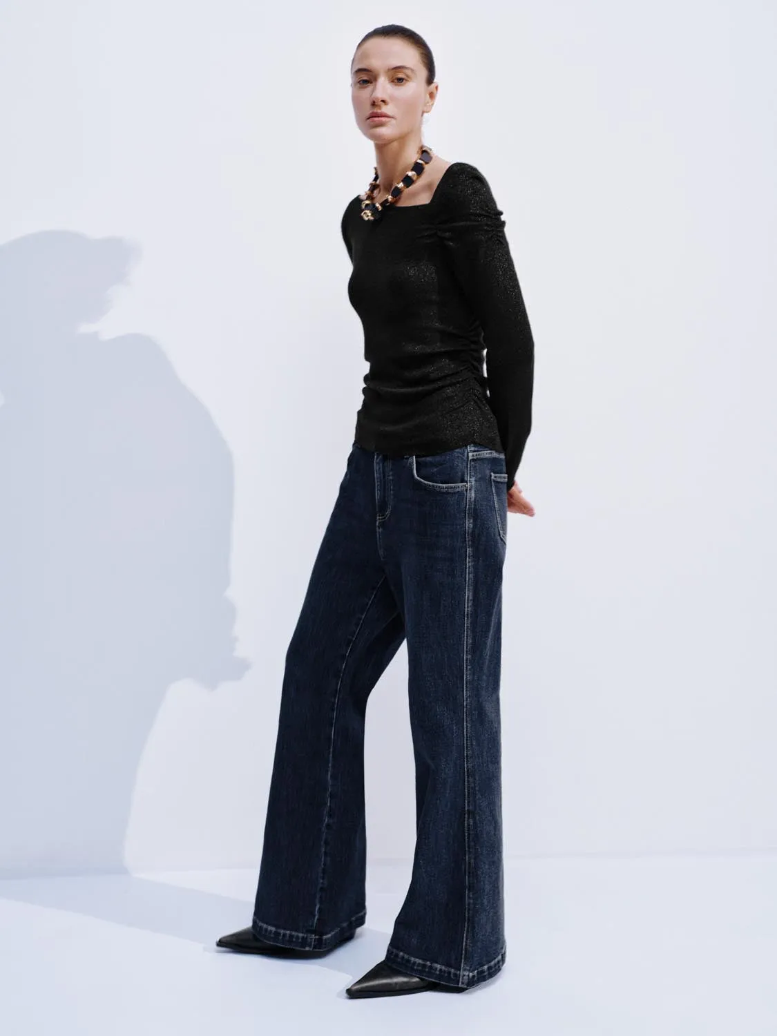 Asymmetric Neck Long Sleeve Knitted T-Shirts sold by Urban Revivo product image thumbnail 4