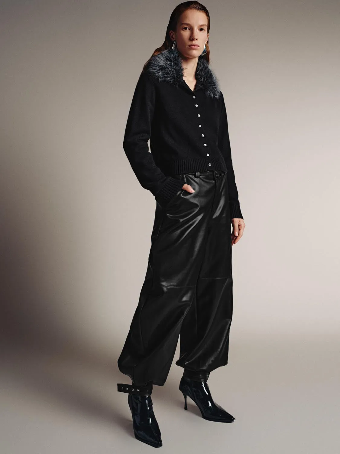 Faux Fur Collar Knitted Cardigans sold by Urban Revivo product image thumbnail 5