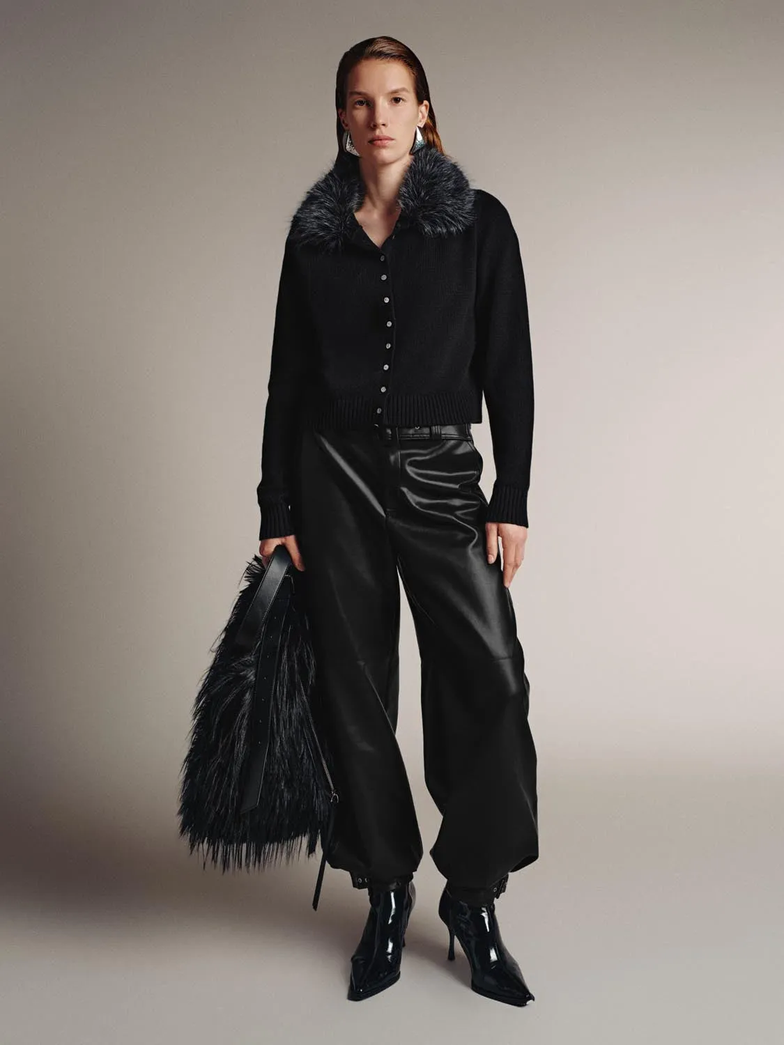 Faux Fur Collar Knitted Cardigans sold by Urban Revivo product image thumbnail 4