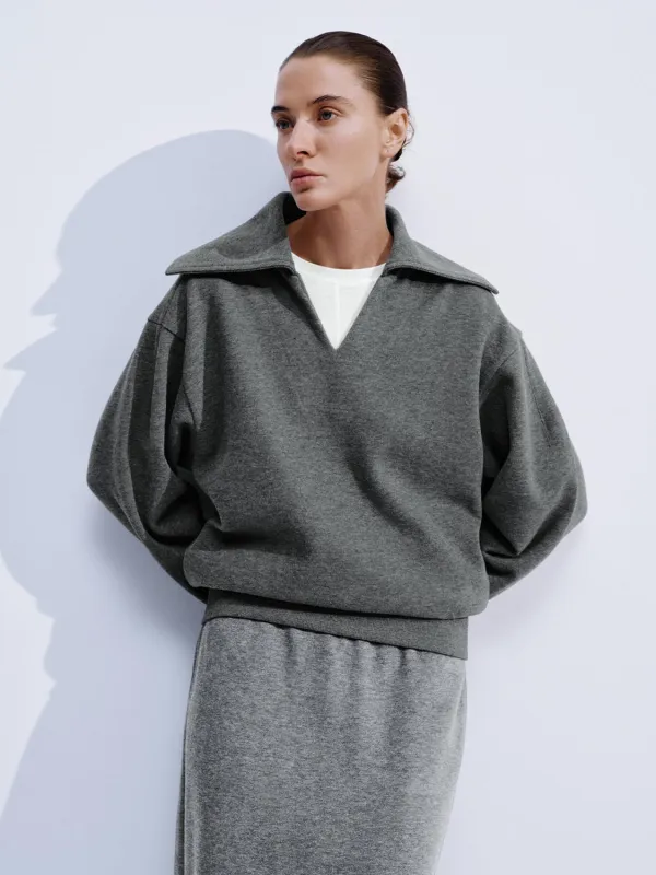 V-Neck Large Collar Sweatshirts sold by Urban Revivo