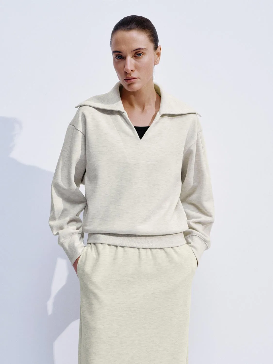 V-Neck Large Collar Sweatshirts sold by Urban Revivo