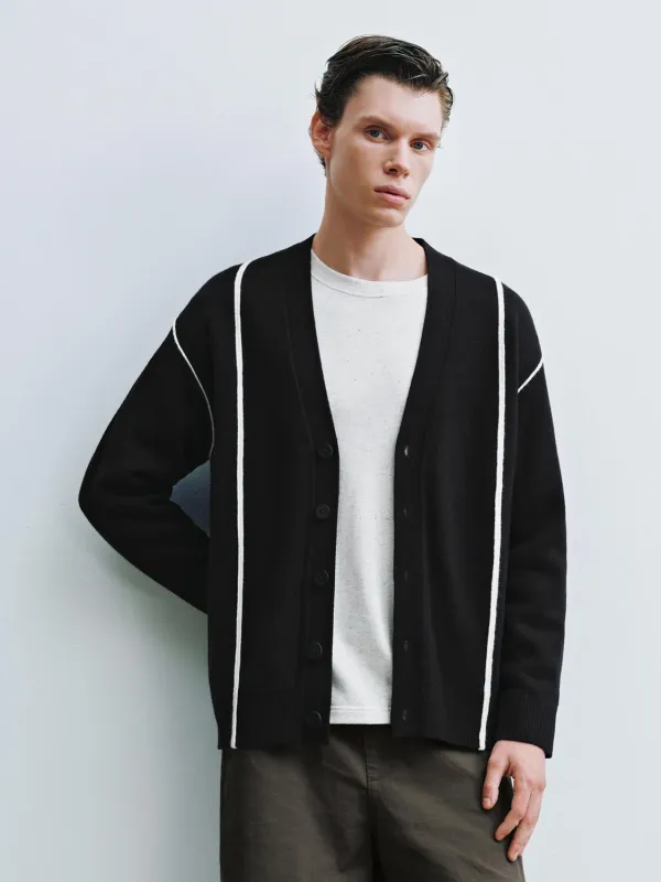 Contrast V-Neck Knitted Cardigans sold by Urban Revivo