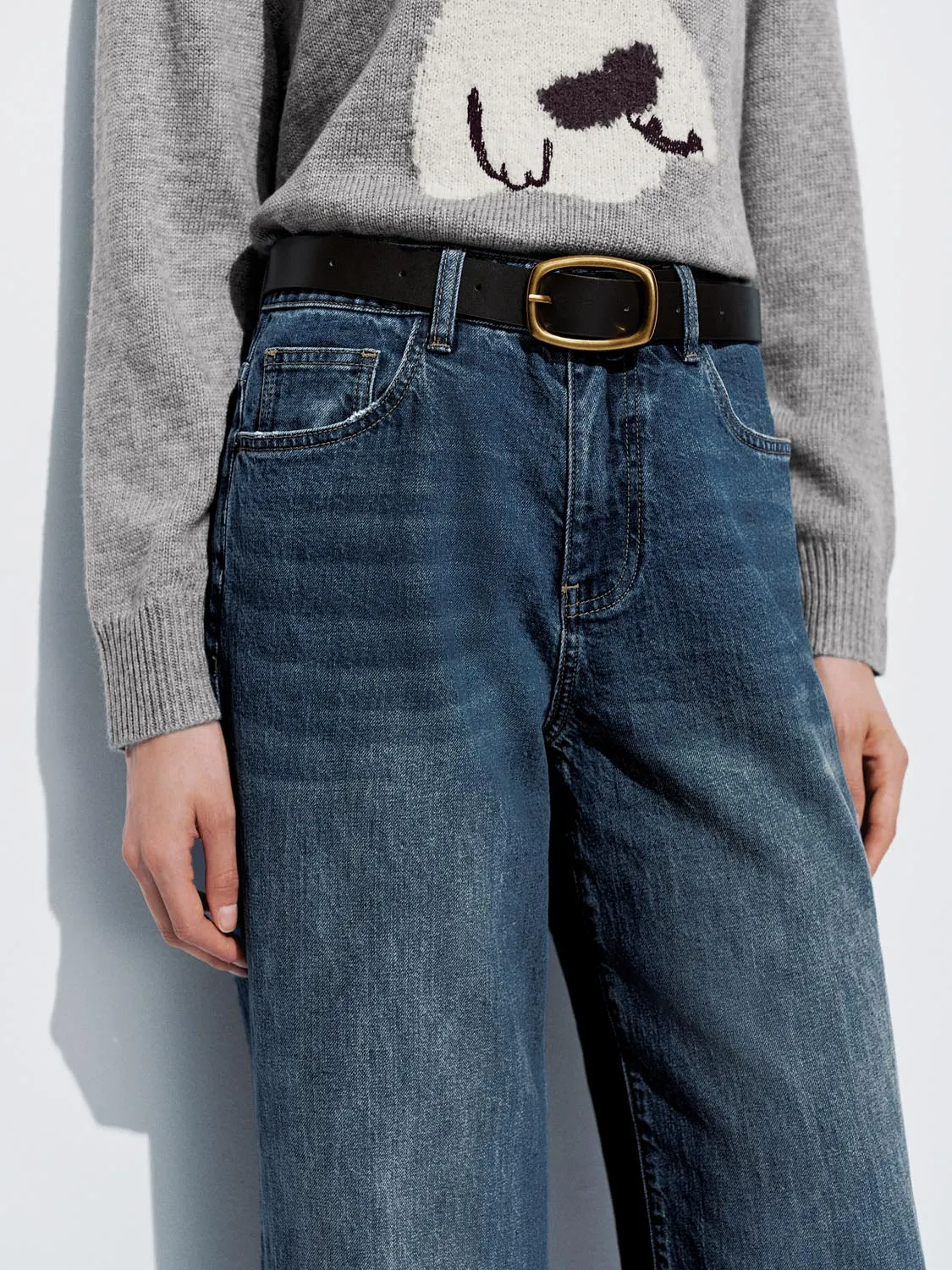 Belted Cuffed Wide Leg Jeans sold by Urban Revivo product image thumbnail 5